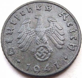 Ww2 German 1941 - B 5rp Reichspfennig 3rd Reich Zinc Nazi Coin photo