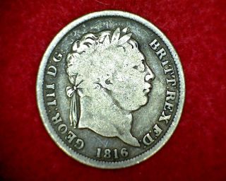 1816 One Shilling,  Great Britain,  Km 666, .  925 Silver photo