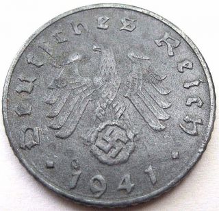 Ww2 German 1941 - D 5rp Reichspfennig 3rd Reich Zinc Nazi Coin photo