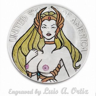 She - Ra S885 Ike Hobo Nickel Engraved & Colored Pinup By Luis A Ortiz photo