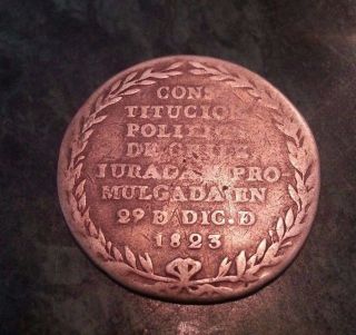 Very Rare Chile Constitucion Politica 1823 Silver Jura Proclamation Medal photo