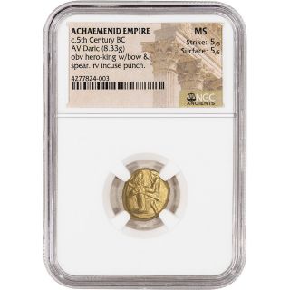 C.  5th Century Bc Achaemenid Empire Av Daric Ancient Gold Coin - Ngc Ms photo