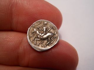 ,  Very Rare Silver Ar Litra,  Himera Human - Headed Creature Sicily 425 Bc photo