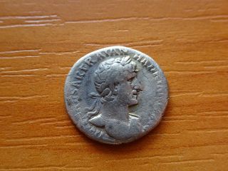 Silver Ar Denarius Of Hadrian 117 - 138 Ad Ancient Roman Coin photo