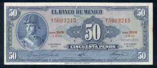 México American Bank Note Allende $50 Pesos Vf Serie Baw Y5603215 K 49p photo