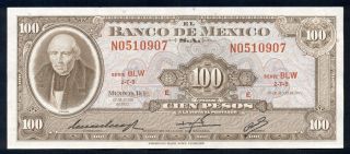 México American Bank Note Hidalgo $100 Pesos Vf Serie Blw N0510907 K 61g photo