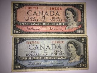 Canada $2 $5 Issue 1954 - Vg photo