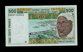 West African States 500 Francs 1998 Pick 410di Unc Banknote. photo