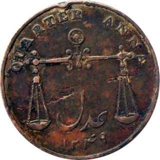 British East India Company ¼ - Anna Copper Coin 1833 Ad Km - 232 Very Fine Vf photo