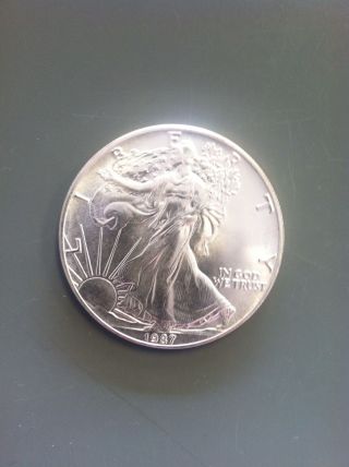 1987 U.  S.  Silver American Eagle 1 Oz Bullion $1 Brilliant Uncirculated photo