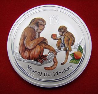 2016 Silver Coin 1 Troy Oz Australia Year Of Monkey Colorized Chinese Lunar Bu photo