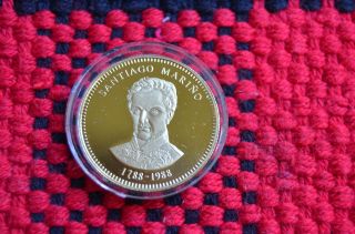 1988 Gold Coin Santiago MariÑo Venezuelan 5,  000 Bolivares photo