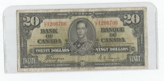 1937 Bank Of Canada Twenty Dollars Bank Note photo