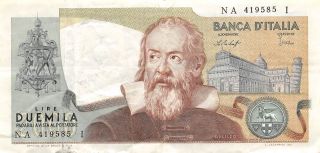 Italy 2000 Lire 22.  10.  1976 Series Na - I Circulated Banknote J8 photo