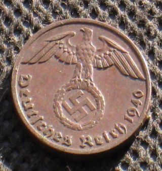 Old Coin Nazi Germany 1 Reichspfennig 1940 A Berlin Swastika World War Ii (2) photo