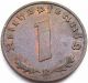 Ww2 German 1939 - E 1 Rp Reichspfennig 3rd Reich Bronze Nazi Coin Germany photo 1
