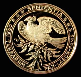1961 Gold Bavarian State Proof John F Kennedy Memorial Medal 17.  5 Grams photo