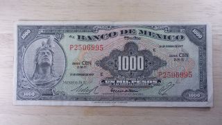 1977 Banco De Mexico 1000 Un Mil Pesos American Banknote Company Collector photo
