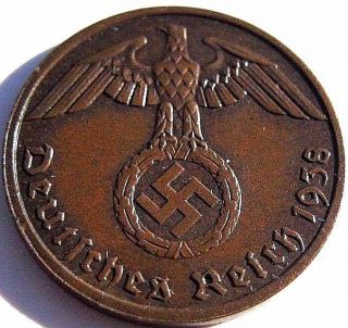Ww2 German 1938 - A 1 Rp Reichspfennig 3rd Reich Bronze Nazi Coin photo