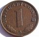 Ww2 German 1940 - A 1 Rp Reichspfennig 3rd Reich Bronze Nazi Coin Germany photo 1