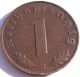 Ww2 German 1937 - D 1 Rp Reichspfennig 3rd Reich Bronze Nazi Coin Germany photo 1