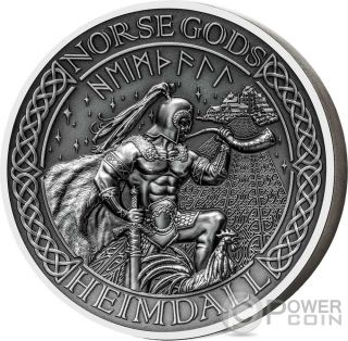 Heimdall Norse Gods High Relief 2 Oz Silver Coin 10$ Cook Islands 2016 photo