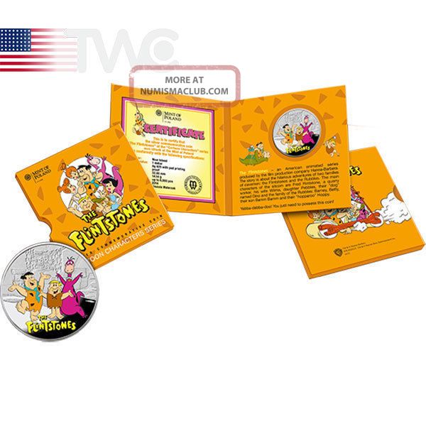 Niue 2014 1$ Flintstones Cartoon Characters Proof Silver Coin