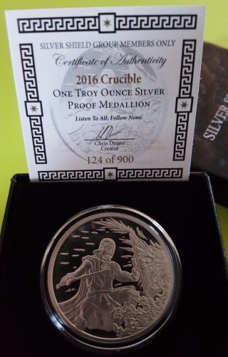 Silver Shield 1 Oz 2016 The Crucible - Ssg Member Proof - Sbss photo