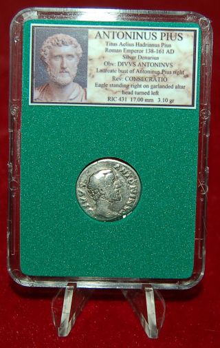 Roman Empire Coin Antoninus Pius Eagle On Reverse Silver Denarius photo