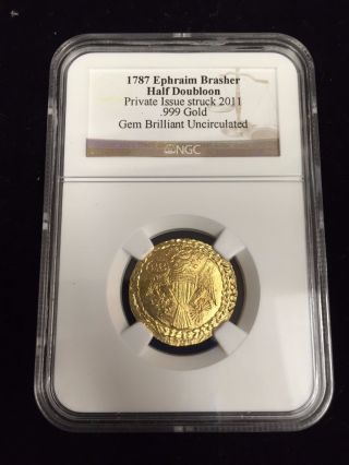 2011 1787 Ephraim Brasher 1/4 Oz 999 Gold Half Doubloon Ngc Gem Uncirculated photo