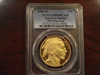 2008 - W Gold Buffalo Proof $50 (1 Oz) Coin Pcgs Pr69 Dcam photo