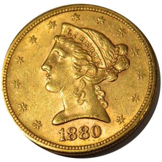 1880 - S $5 Gold Liberty Head Half Eagle photo