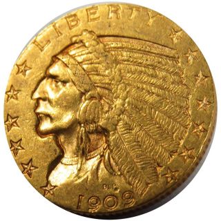 1909 - D $5 Gold Indian Head Quarter Eagle photo