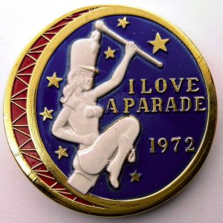 Drum Majorette Marching Band Parade Token - 1972 Juno Bronze Multi - Color Doubloon photo