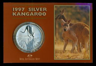 1997 Australia 1 Oz Silver Kangaroo (in Display Card) photo