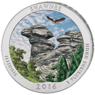 Shawnee - Illinois - America The - 2016 5 Oz Color Silver Coin photo