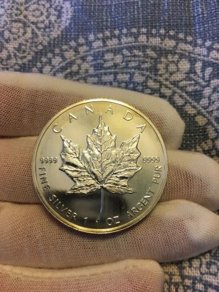 1991 Silver Maple Leaf.  999 Pure Silver 1oz photo