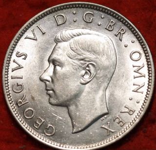 Uncirculated 1944 Great Britain 1/2 Crown Silver Foreign Coin S/h photo