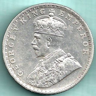 British India - 1913 - King George V Emperor - One Rupee - Rare Silver Coin photo