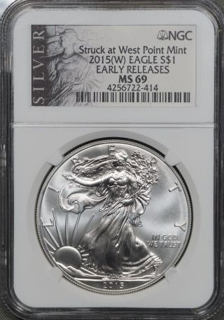2015 W American Silver Eagle Ngc Ms69 Early Releases photo
