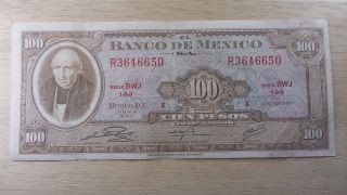 1973 Banco De Mexico 100 Cien Pesos American Banknote Company Collector photo