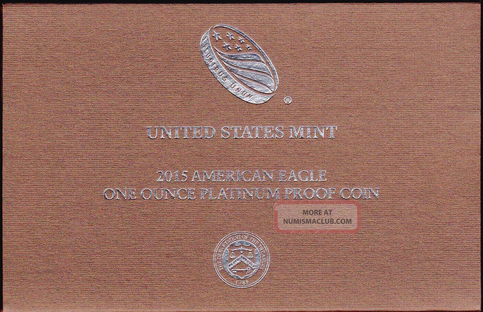 2015 - W - Platinum Proof Eagle In The Government Packaging,  Priced Low Platinum photo