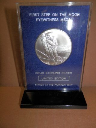 First Step On The Moon 1969,  Solid Silver,  Limited Edition Medal photo