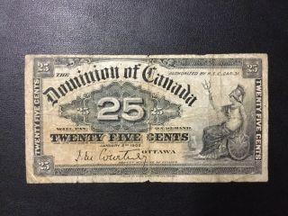 1900 Canada Paper Money - 25 Cents Banknote photo