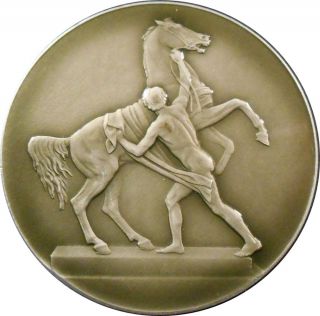 Soviet Union Lacquered Aluminum Equestrian Statue Medal photo