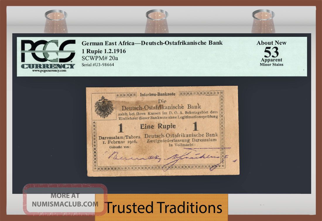 Tt Pk 20a 1916 German East Africa 1 Rupie 