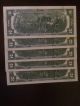 5 Consecutive Low Serial Numbers 1976 $2 Bill Note K Crisp Ex Small Size Notes photo 3