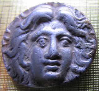 Ancient Silver Greek Coin Tetradrachm Rhodes Caria Helios Rose W/ Eagle 205 Bc photo