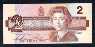 1986 Bank Of Canada $2.  00 30 Year Old Paper Money Qeii Two Dollars photo