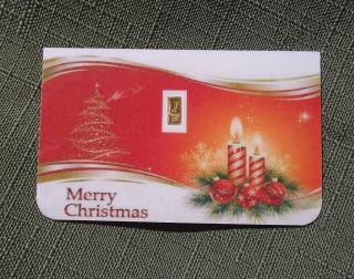 Merry Christmas 1/15th Gram 24k Pure 999,  Fine Gold Bullion Minted Certified Bar photo